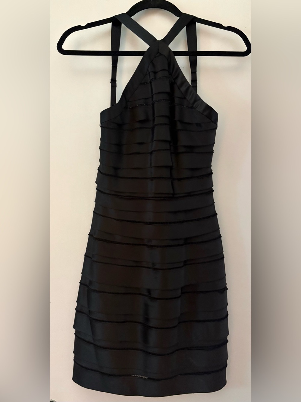 BCBGMaxAzria Black halter Layered Cocktail Dress 0